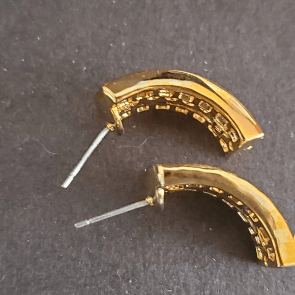 Vintage Nolan Miller Glamour Collection‎ Half Hoop Pierced Earrings - Picture 5 of 6